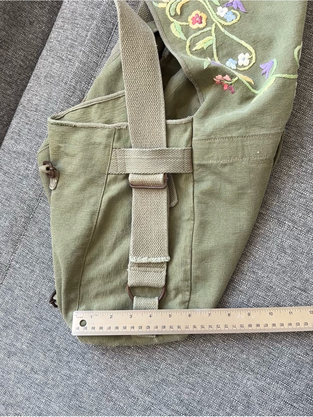 Ralph Lauren Rugby Embroidered Floral Green Canvas Crossbody Messenger Bag - Picture 15 of 15